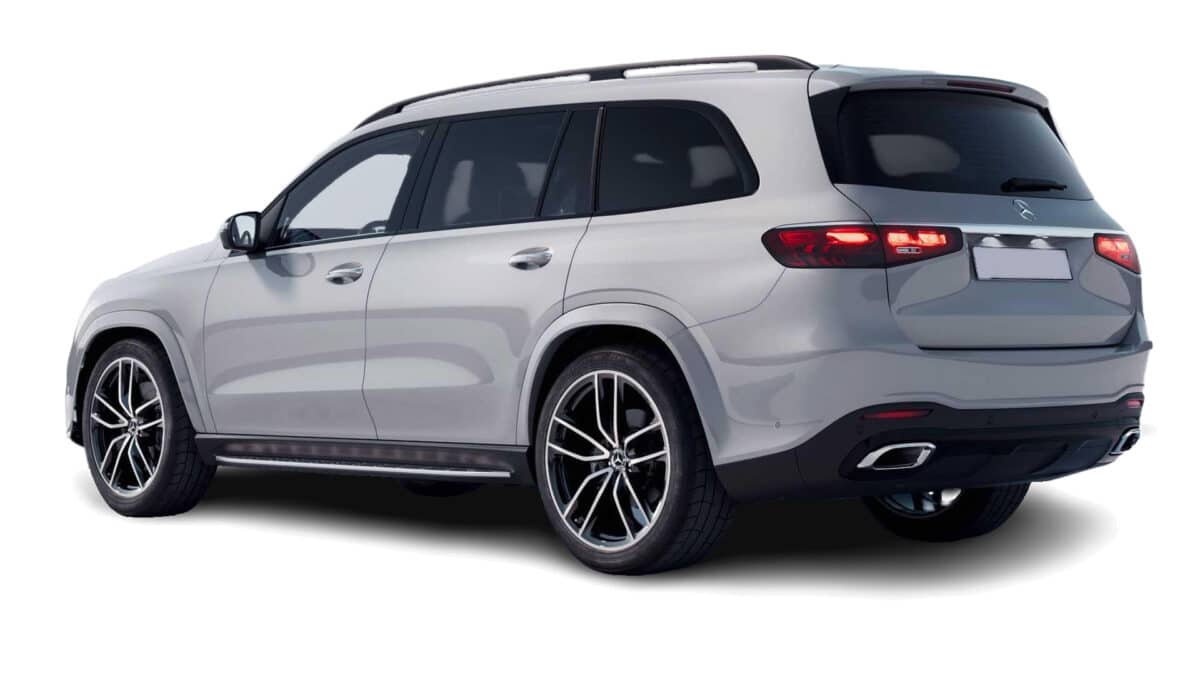 Grey Mercedes GLS - Half side rear view