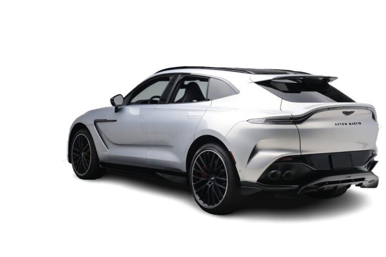 White Aston Martin DBX from the side