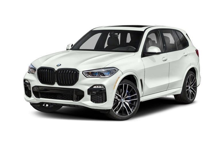 White BMW X5 Front half side view