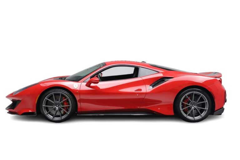 Red Ferrari 488 Pista Side view