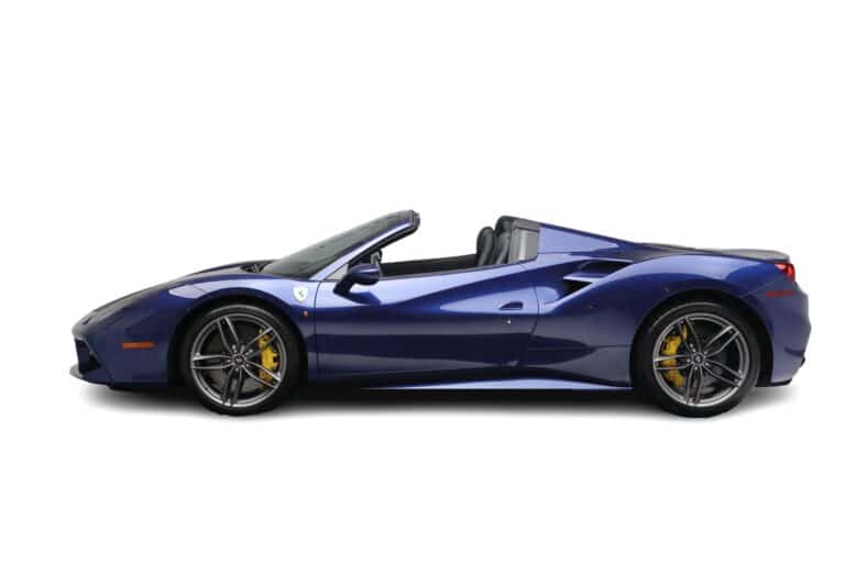 Purple Ferrari 488 Spider Side view
