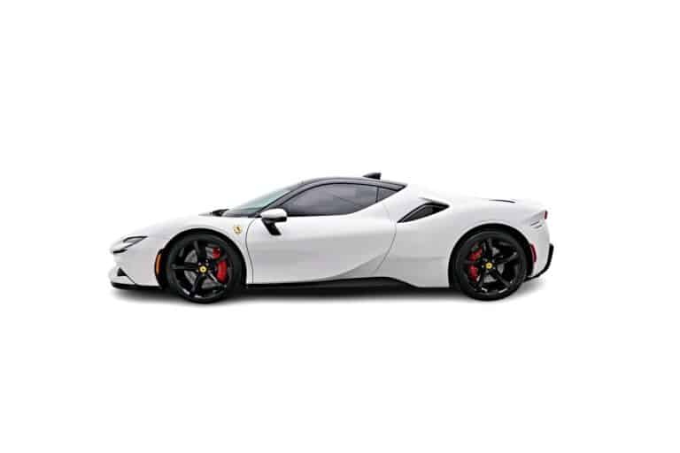White Ferrari SF90 Stradale Side view