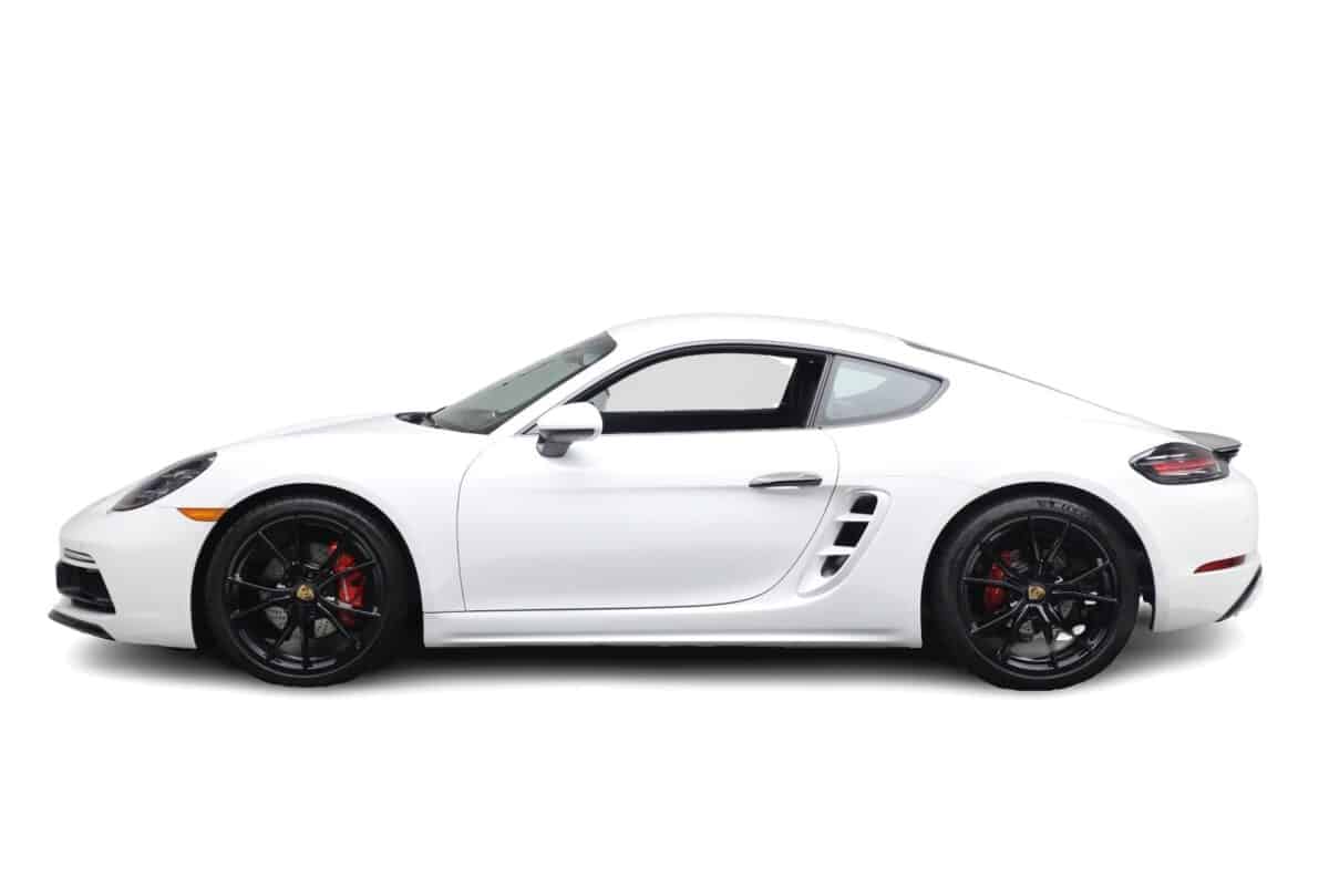 White Porsche 718 Cayman Side view